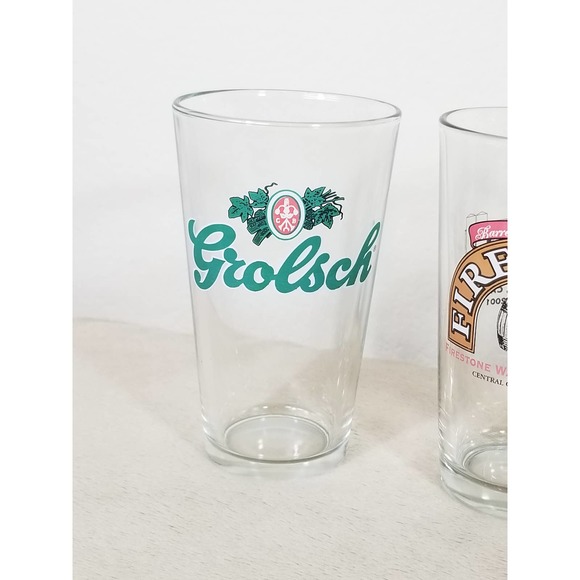 Pint Ale Beer Glasses Grolsch Firestone Walker Brewing Barware Craft Brew Vtg - Picture 2 of 11
